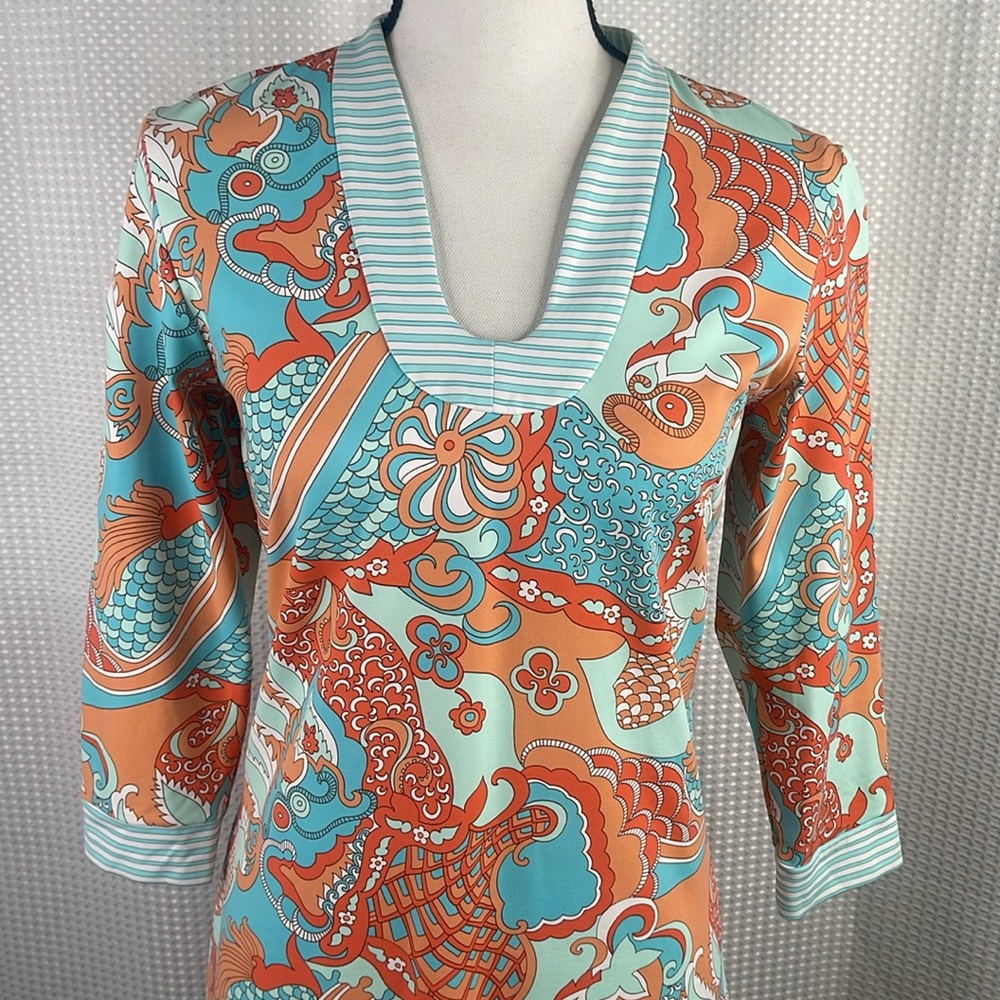 J McLaughlin Dress Catalina Cloth 3/4 Sleeve Resortwear Sz XS - Picture 3 of 11
